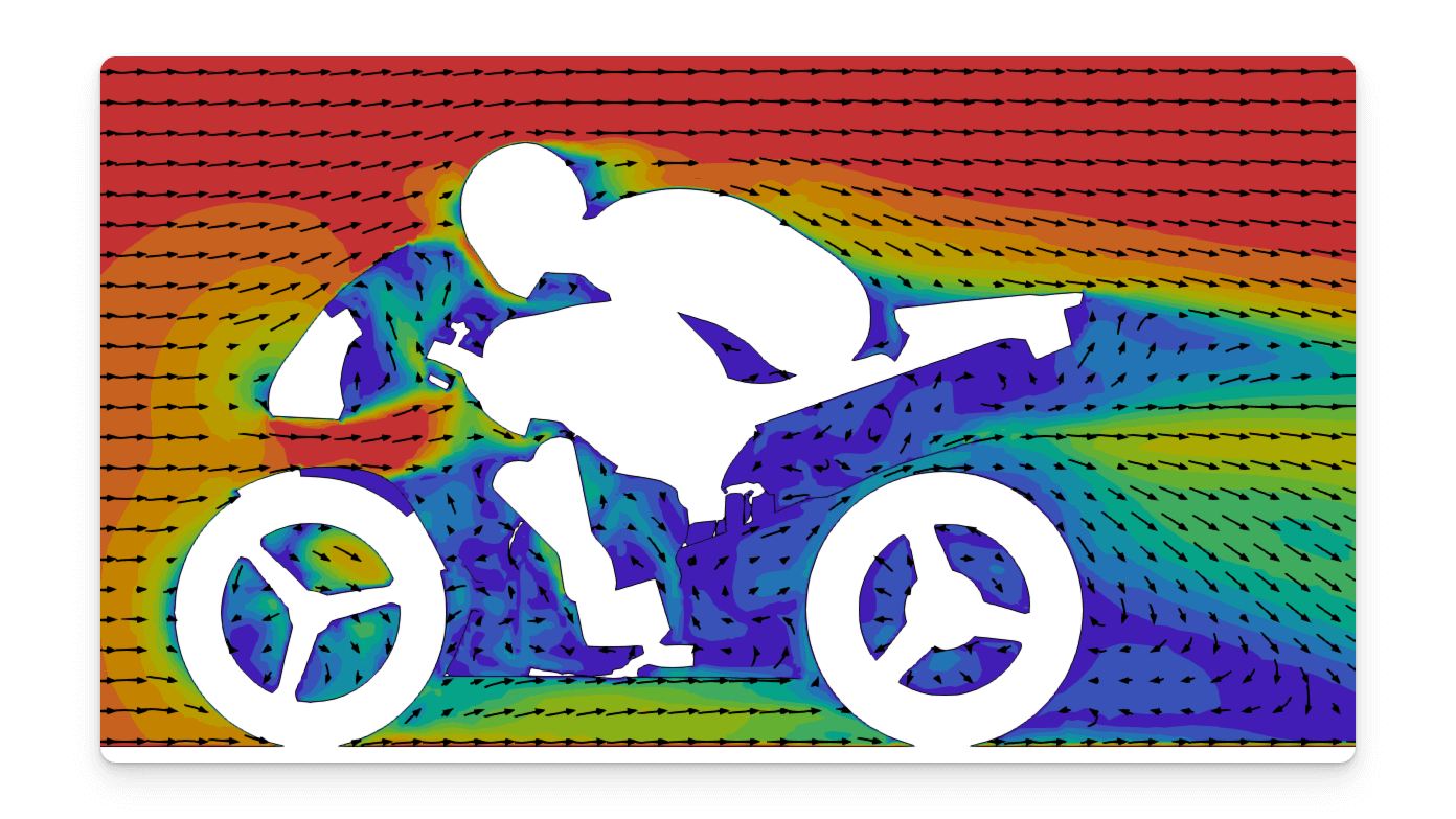 An example of nicely-spaced, in-plane, curved vectors using the OpenFOAM motorBike tutorial data